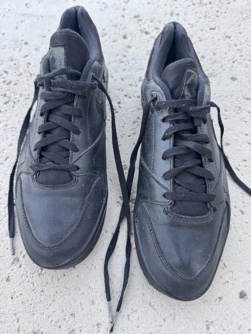 1991 Nike Court Premium Black Leather Low Top Sneakers 911202 T3 Men's 13